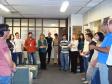 Diretores, gerentes, coordenadores e
membros da Cipa e da Fundação Celepar
durante reunião que marcou início das
atividades do Mês do Meio Ambiente