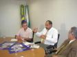 O Diretor Administrativo da Imprensa Oficial, Geraldo Serathiuk, o diretor-presidente e secretario de Assuntos Estratégicos, Nizan Pereira e o secretário de Estado da Casa Civil, Rafael Iatauro(E/D)
