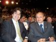 O diretor das Áreas de Inclusão
Social e Crédito do Banco Nacional
de Desenvolvimento Econômico e
Social / BNDES, Elvio Lima Gaspar e
o ministro das Cidades, Marcio
Fortes , na Escola de Governo,
no dia 11 de dezembro de 2007