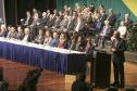 Governador Beto Richa e a Secretária da Família e Desenvolvimento Social, Fernanda Richa, participam da cerimo?nia de posse da nova diretoria da Associac?a?o Comercial do Parana? - Foto: Rogério Machado/SECS