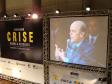 O governador de São Paulo, José Serra, no 
telão, no encerramento do Seminário 
Internacional "Crise - Rumos e 
Verdades", no Canal 
da Música, dia 11/12/2008 - 
Foto Marcia Midori