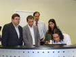 A partir da esq. o diretor presidente da Celepar, 
Vanderlei Iensen, o diretor-geral da Secretaria de 
Estado da Saúde, André Pegorer, o diretor do Hospital de Reabilitação,  Edilson 
Forlin, a recepcionista, Lorena e o analista da 
Celepar, Dirceu Grein