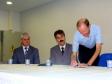 A dir. o diretor do Departamento Estadual de Trânsito (Detran), coronel Davi Pancotti,o  novo diretor presidente da Companhia de Informática do Paraná (Celepar), José Antonio de Castro e o novo Diretor Administrativo-Financeiro, Fernando José Fendrich
