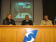 Cerimônia de abertura a partir da esq., o diretor de Telecomunicações da COPEL, Raul Munhoz Neto, Dr. José Francisco Vieira de Seniuk (ANATEL) e representando o diretor-presidente da CELEPAR e secretário de Assuntos Estratégicos, Nizan Pereira, nosso o diretor de serviços IP e multimídia, Claúdio Crossetti Dutra 
