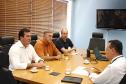 O diretor de tecnologia da informação da Celepar, Danilo Scalet (d) recebeu o presidente do IAP, Luiz Tarcísio Mossato Pinto e o coordenador de informática daquele instituto para tratar do sistema de gestão ambiental. A reunião contou também com a participação do coordenador de atendimento da companhia, José Eduardo Rodrigues