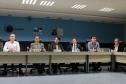 Carlos Pessoa, Jacson Carvalho Leite, Fernando Matesco, Amilto Francisquevis, Luciano Cardoso e Antônio João Lima no Centro Integrado de Informações Estratégicas da Celepar (CIIE)