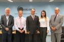 O assessor de comunicação da Celepar, Eloir José Sbalqueiro, Jacson Carvalho Leite, Márcio Villela, a assessora de comunicação da AERP, Andressa Maltaca, e Lucio Alberto Hansel