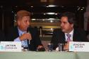 A partir da esq.  o diretor-presidente da Celepar, Jacson Carvalho Leite e presidente do Conselho Fiscal da Associação Brasileira de Entidades Estaduais de Tecnologia da Informação e Comunicação (Abep) e o presidente do Conselho de Associadas, Joaquim José Fernandes da Costa Junior