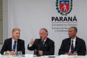Presidente da Celepar, Jacson Carvalho Leite; secretário da Copa, Mário Celso Cunha e o assessor da Celepar, Adão Antônio Pedroso