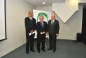 Reunião da Câmara Temática de Comercial e Tecnologia, realizada no auditório da Celepar. Na foto (E/D): Adão Pedroso, o secretário para Assuntos da Copa, Mario Celso Cunha e o presidente da Câmara Temática, Omar Sabbag Filho.