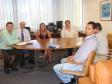 Vanderlei Iensen (presidente da Celepar), Ariel da Silveira (diretor administrativo-financeiro da Celepar), Maria Arlete Rosa (diretora de Meio Ambiente da Sanepar), Erich Gomes Schaitza (engenheiro florestal da Secretaria de Planejamento e José Roberto da Conceição (engenheiro cartógrafo da Sanepar) discutem ação integrada para a gestão do meio ambiente e melhoria da qualidade da água.