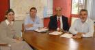A superintendente de Informática de Itaipu, Marli Portela, durante reunião com o presidente da Celepar, Vanderlei Iensen e os diretores Ariel Silveira (Administrativo-Financeiro) e Cláudio Dutra (Tecnologia da Informação): aprimoramento e desenvolvimento de novas soluções.