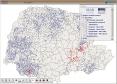 Visualização das Propriedades com Avicultura de produção comercial. Símbolos diferenciam os tipos de aves criados em cada Propriedade.