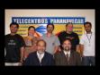 A partir da esquerda: Ubirajara S. Clara, a gerente de inclusão digital, Marilaide Quadros, Sérgio L. dos S. Oliveira, Ouphir O. Pesch, Holiwod B. A. Ribeiro, o diretor-presidente da CELEPAR, Nizan Pereira e o diretor de desenvolvimento, Henrique S. Miorelli