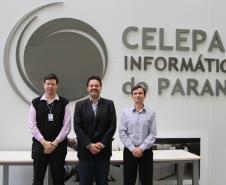 Equipe responsável pelo desenvolvimento do Procon-PR em Números: Fernando Parissenti, Henrique Miorelli e Valter Schastai