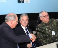 Lucio Alberto Hansel, general Fernando Soares e Silva e o secretário Mario Celso Cunha falam sobre os sistemas de segurança para a Copa do Mundo