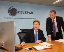 Jacson Leite e Evandro Roman em reunião na Celepar   