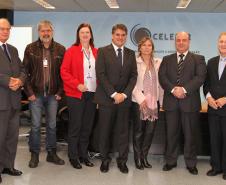 Reunião do Conselho de Administração da Celepar: Lucio Alberto Hansel, Vanderlei Norberto Rebelo, Tânia Volkmann, Luiz Sebastiani, Clecy Amadori, Paulo Henrique Carrano Santos e Jacson Carvalho Leite