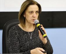 A Secretária da Justiça do Paraná, Maria Tereza Uille Gomes, durante a videoconferência realizada na Celepar.