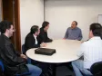 A partir da dir.: José Anísio Salazar da Gerência de Tecnologia da Informação, o secretário de Assuntos Estratégicos e diretor- presidente da Celepar, Nizan Pereira e os visitantes da Universidade Estadual de Maringá: Giancarlo de Lucca, Diretoria e Desenvolvimento, Elias C. A. de Carvalho, Desenvolvimento, e Antonio da S. Martins, Infraestrutura Técnica