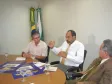 O Diretor Administrativo da Imprensa Oficial, Geraldo Serathiuk, o diretor-presidente e secretario de Assuntos Estratégicos, Nizan Pereira e o secretário de Estado da Casa Civil, Rafael Iatauro(E/D)