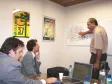 O diretor-presidente da Celepar e secretário de Assuntos Estratégicos do Paraná, Nizan Pereira (dir.), do Ministério do Planejamento o Gerente de Inovações Tecnológicas, Corinto Meffe (centro) e o Diretor de Desenvolvimento da Celepar, Henrique Salatino Miorelli (esq.)