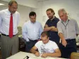 Na foto, o diretor-presidente da CELEPAR e secretário de Assuntos 
Estratégicos, Nizan Pereira, o 
secretário de Segurança 
Pública Luiz Fernando Delazari, o 
Diretor de Operações da CELEPAR, 
Robson Valentin e o gerente de 
serviços operacionais, Jarbas 
Pessoa de Oliveira