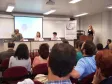 Abertura do "Seminário de Educação à Distância", a partir da esquerda o diretor-presidente da Celepar e secretário de Assuntos Estratégicos, Nizan Pereira, a gerente-executiva da Escola de Governo, Marli Pasqualin e do Núcleo de Educação à Distância da UFPR, a Professora Dra. Marina Isabel M. de Almeida e participantes