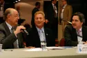 A esq. o secretário da Fazenda Luiz Carlos Hauly ao seu lado  o diretor-presidente da Celepar, Jacson Carvalho Leite e presidente da diretoria do Conselho Fiscal da Associação Brasileira de Entidades Estaduais de Tecnologia da Informação e Comunicação (Abep) e o presidente do Conselho de Associadas, Joaquim José Fernandes da Costa Junior
