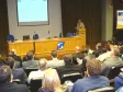O diretor de serviços IP e multimídia, 
Claúdio Crossetti Dutra e o público 
prestigiando o evento
