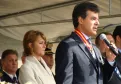 O Governador do Paraná, Beto Richa, a secretária da  Família e Desenvolvimento Social, Fernanda Richa e o presidente da Celepar, Jacson Carvalho Leite na cerimônia no quartel do Comando Geral, em Curitiba - Data: 16/05/2011