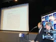 O diretor-presidente da Celepar e 
secretário de Assuntos Estratégicos, 
Nizan Pereira, ao seu lado o 
Secretário de Estado da Saúde, 
Gilberto Martin, na apresentação na 
Escola de Governo, no dia 30 de 
setembro de 2008 - Foto Marcia Midori