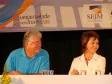 O Governador do Paraná, Roberto 
Requião e a secretária de Ciência, 
Tecnologia e Ensino Superior, Lygia
Luminna Pupatto, no lançamento do
programa de incentivo aos pequenos
e micros empresários 
