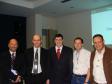 A partir da esq. Núcleo de Planejamento Estratégico Corporativo, Luiz Carlos Fracaro, Diretor de Operações, Altamir Brun, o Diretor Executivo da Rhino Consulting, Pier Roberto Riboni, o Timothy Edwin Squair e Danilo Scalet, na palestra sobre a importância das melhores práticas no gerenciamento dos serviços de TI
