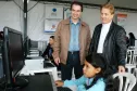 Abertura do Paraná em Ação quinta edição de 2011 em Curitiba. Secretário de Relações com a Comunidade Wilson Quinteiro e o presidente  Jacson Carvalho Leite no estande da Celepar
