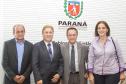 Diretor Geral da Secretaria de Estado da Saúde (SESA), Sezifredo Paz; presidente da Celepar, Jacson Carvalho Leite; secretário da Justiça, Cidadania e Direitos Humanos (SEJU), Leonildo Grota e a procuradora de Justiça Maria Teresa Uille Gomes