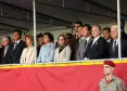 Palanque com as autoridades homenageadas na manhã de hoje no Corpo de Bombeiros