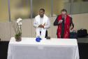 Padre Joachin Andrade e o reverendo Carlos Alberto Rodrigues Alves responderam pela benção à Celepar, aos celeparianos e a todas as pessoas presentes