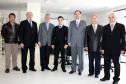Nelson Teixeira, secretaria especial de Controle Interno; Luiz Carlos Hauly, secretário da Fazenda; Cassio Taniguchi, secretário do Planejamento e Coordenação Geral; Sebastião Henrique de Medeiros, Casa Civil; Edson Casagrande, secretário especial para Assuntos Estratégicos; Jacson Carvalho Leite, presidente da Celepar e Alipio Leal, secretário de Ensino Superior, Ciência e Tecnologia