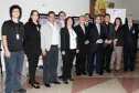 O secretário Reinaldo de Almeida César e o presidente Jacson Carvalho Leite ao lado de empregados da Celepar que trabalharam no estande que a empresa montou no Canal da Música 
