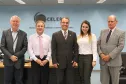 O assessor de comunicação da Celepar, Eloir José Sbalqueiro, Jacson Carvalho Leite, Márcio Villela, a assessora de comunicação da AERP, Andressa Maltaca, e Lucio Alberto Hansel