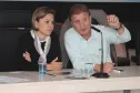 A presidente do Provopar, Carlise Kwiatkowski, com o presidente da Celepar, Jacson Carvalho Leite