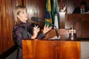 A secretária executiva da Comissão de Orçamento da Assembleia, Ana Beatriz Prado, coordenou a apresentação aos deputados
