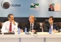 José Richa Filho, Jacson Carvalho Leite e o presidente da Ferroeste, João Vicente Bresolin, presidetne da Ferroeste, durante reunião no Centro Integrado de Informações Estratégicas (CIIE) da Celepar