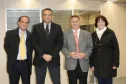 Daniel, representante da SESP, Cid Vasquez, Jacson Leite e professora Ivanilde, que representou a SEED, na reunião com a equipe técnica da Celepar sobre solução de Business Intelligence para as ouvidorias destas duas secretarias
