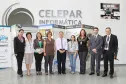 O presidente Jacson Carvalho Leite (ao centro) e a equipe que coordenou a implantação do programa de Melhoria de Processo do Software Brasileiro - MPS.Br na Celepar