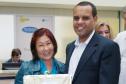 Helena Yoshiko Essumi homenageada pelos seus 35 anos de serviços prestados na Celepar. 