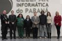 Lucio Alberto Hansel, diretor administrativo-financeiro da Celepar; Rafael Moura de Oliveira, diretor jurídico da Celepar; Marilza Aparecida de Lima, presidente do Instituto Lixo e Cidadania; Simone Renata Lisboa, presidente da Associação Vida Nova de Materiais Recicláveis; Jacson Carvalho Leite, presidente da Celepar; Tião Santos, representante nacional dos catadores de materiais recicláveis; Cláudia Vassão, coordenadora do programa de gestão de resíduos sólidos da Celepar e Leila Maria Zen,