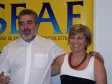O diretor de serviços IP e multímidia, Cláudio Crossetti Dutra e Jane Mary Lanzarini Soares