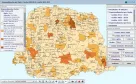 Mapa com a distribuição de empreendimentos por município.